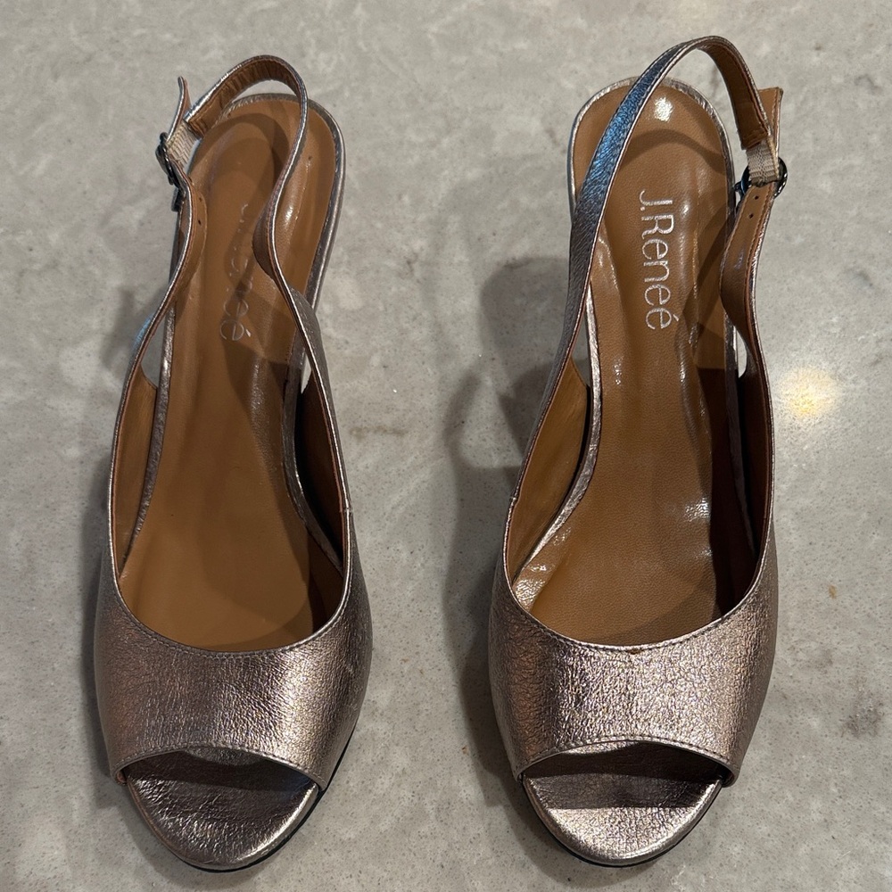 J.Renee Metallic Slingback Peep-Toe Heels